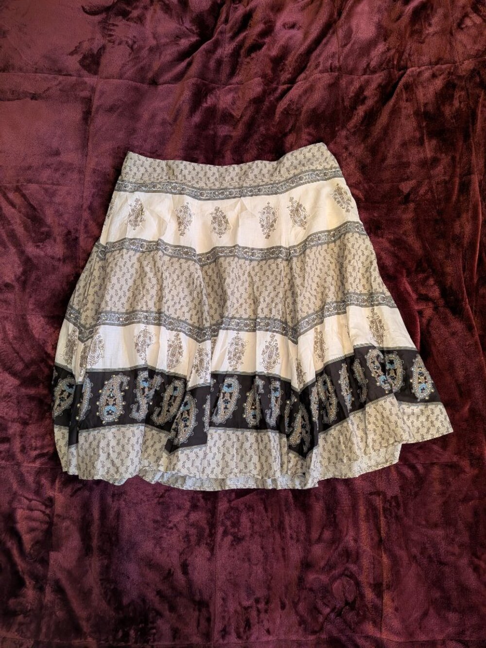 Vintage NY&Co Sequin Paisley Boho Midi Skirt